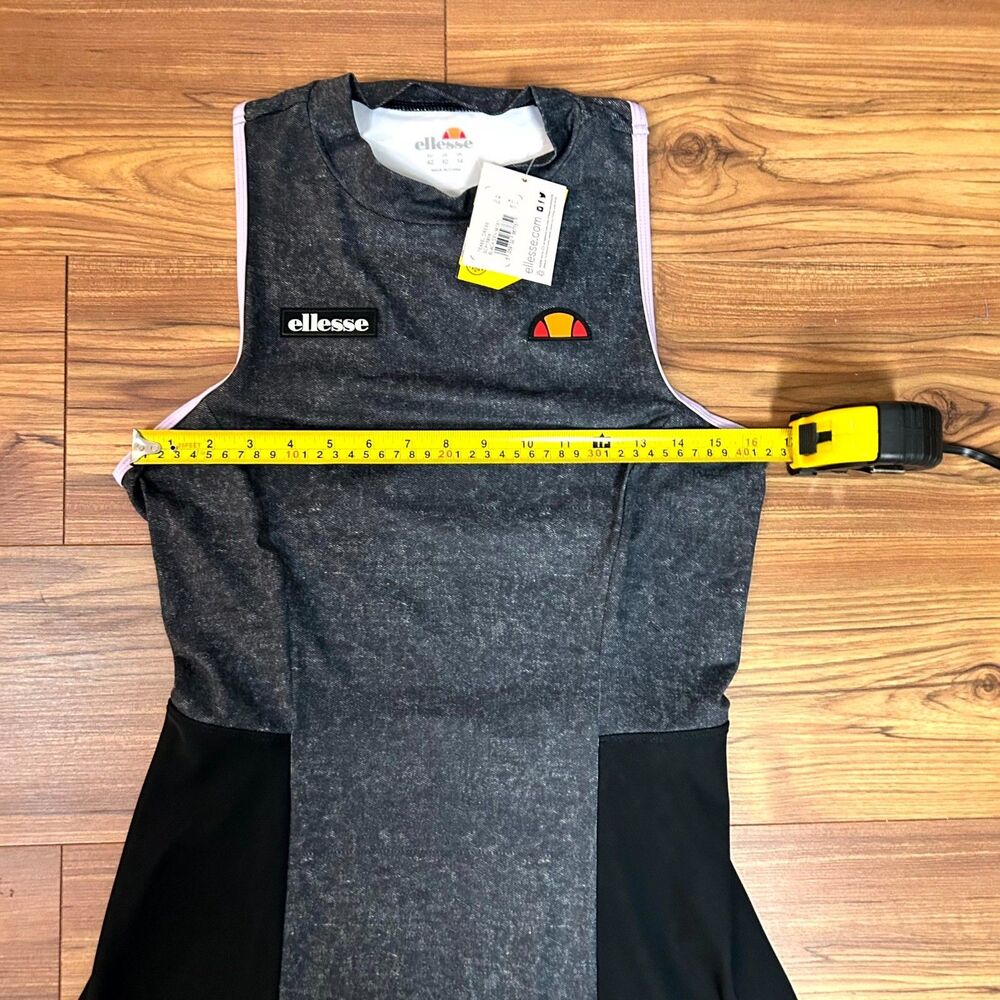 Ellesse Teasel Tennis Dress Women 10 Black Denim Racerback Sleeveless Active NWT - Picture 13 of 14